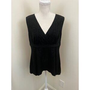 Crew Knit Wear Black Sleeveless V-neck Top Size XL